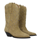Beige Leder Stiefeletten