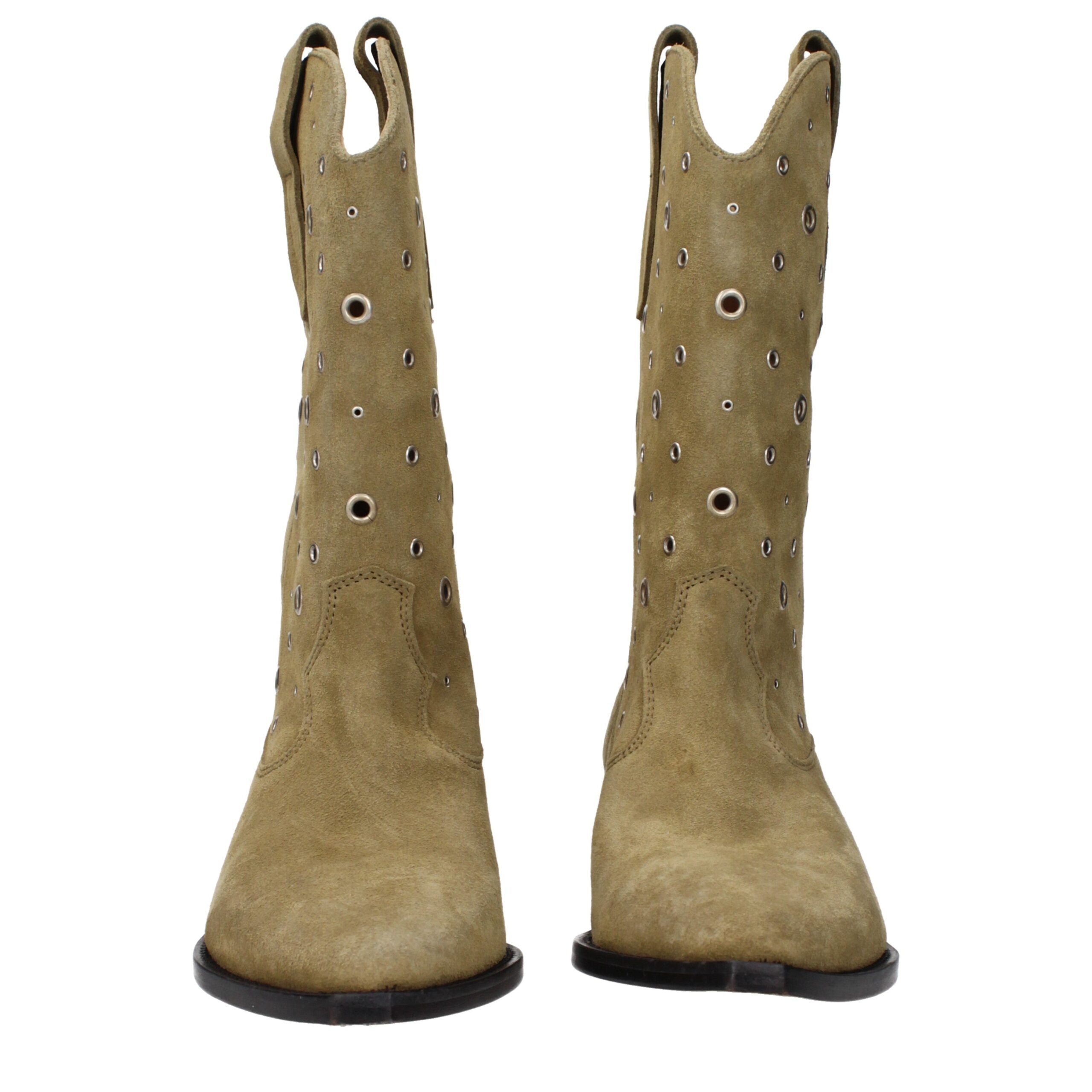 Beige Leder Stiefeletten