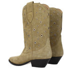 Beige Leder Stiefeletten