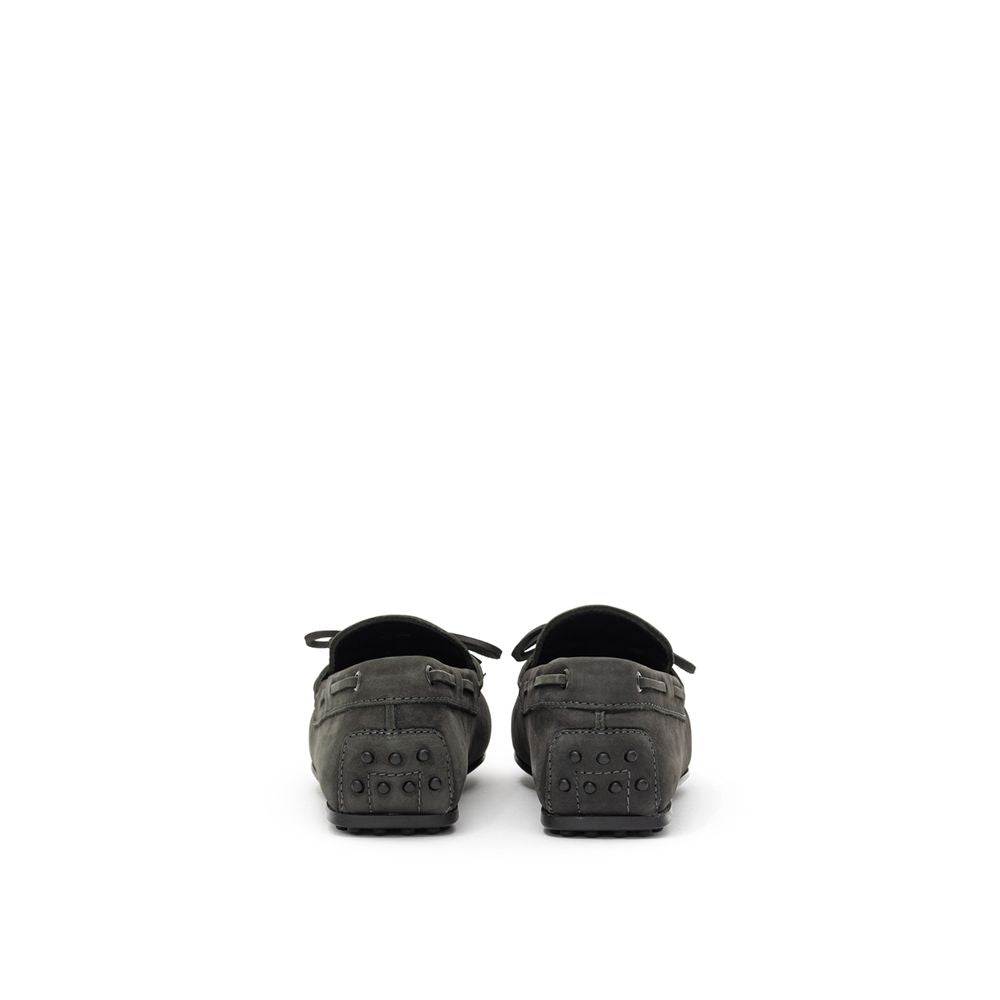 Gray Nubuc Leather Moccassin