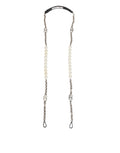 Black Leather Pearl Chain Bag Accessory Shoulder Strap