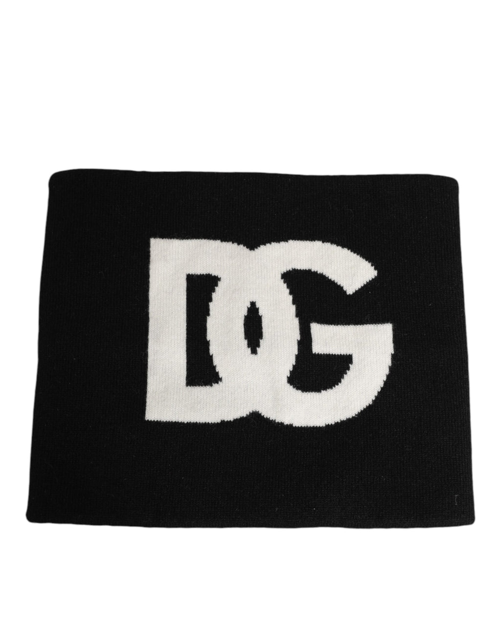 Black D&G Logo Cashmere Knitted Men's One Size Scarf