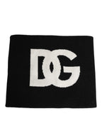 Black D&G Logo Cashmere Knitted Men's One Size Scarf