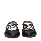 Black Leather Flats