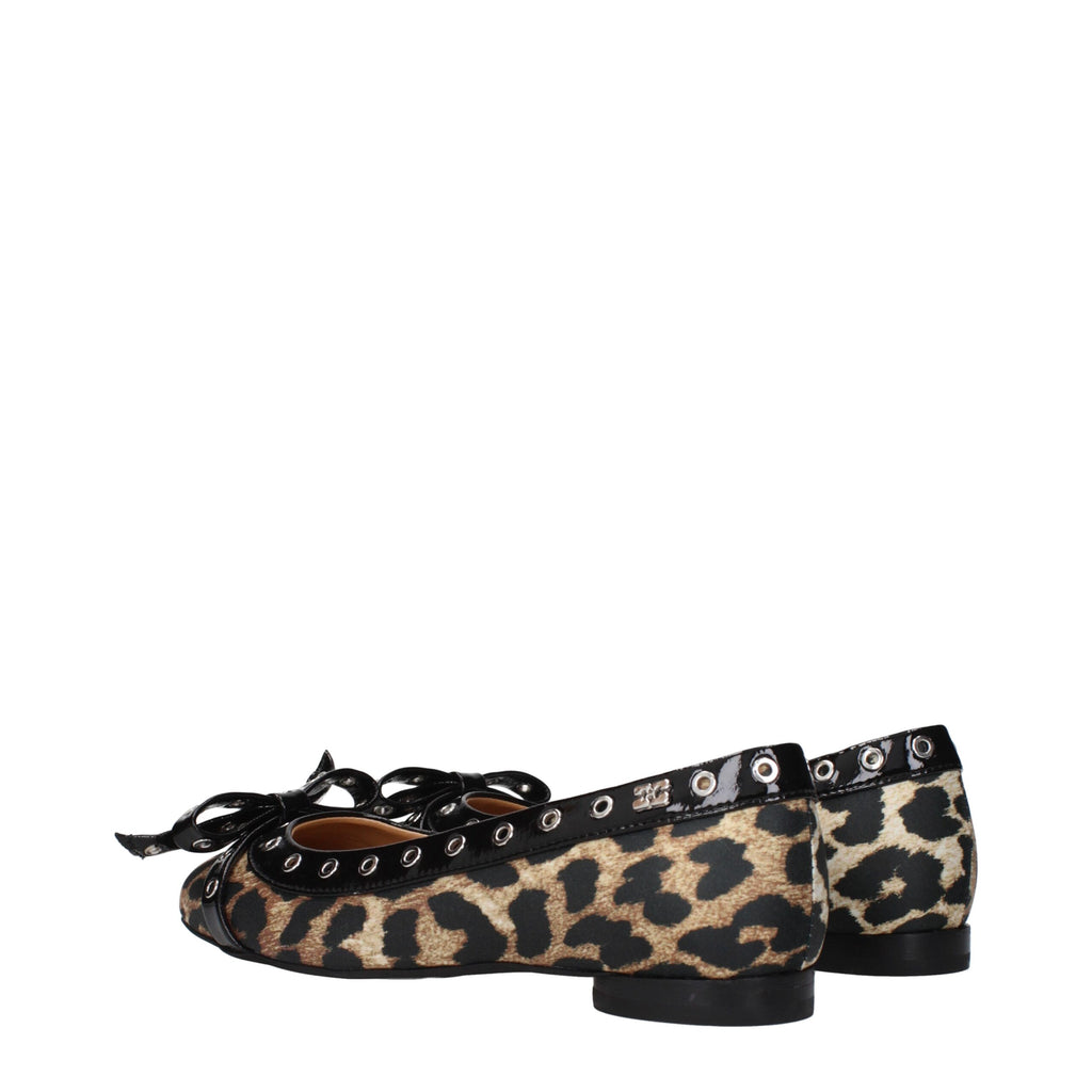 Brown Fabric Ballet Flats