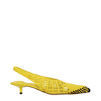 Gelbe flache Ledersandalen