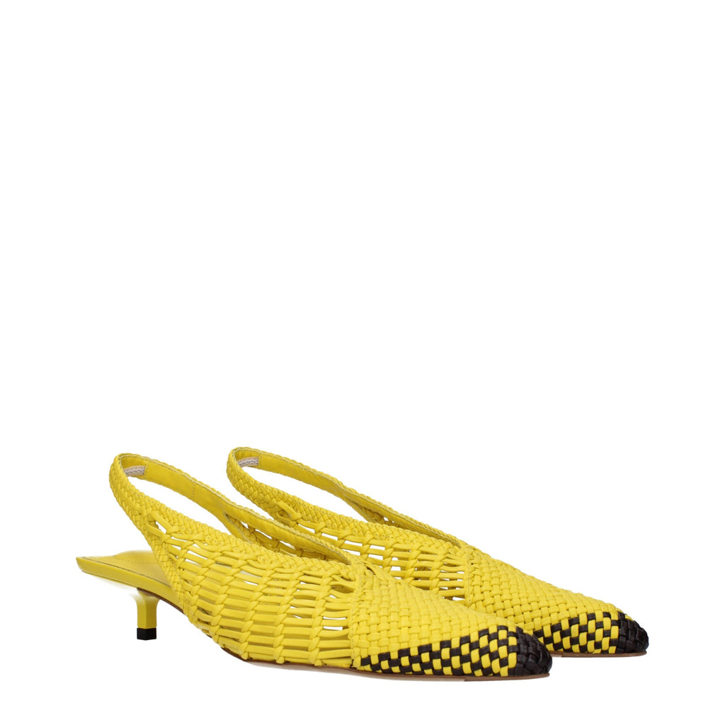 Gelbe flache Ledersandalen