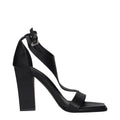 Schwarze Leder-Riemchensandaletten mit Stilettoabsatz
