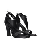 Schwarze Leder-Riemchensandaletten mit Stilettoabsatz
