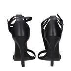 Schwarze Leder-Riemchensandaletten mit Stilettoabsatz