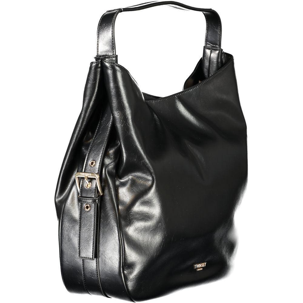 Schwarze Polyurethan Damen Hobo Bag