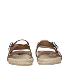 Brown Leather Flat Sandals