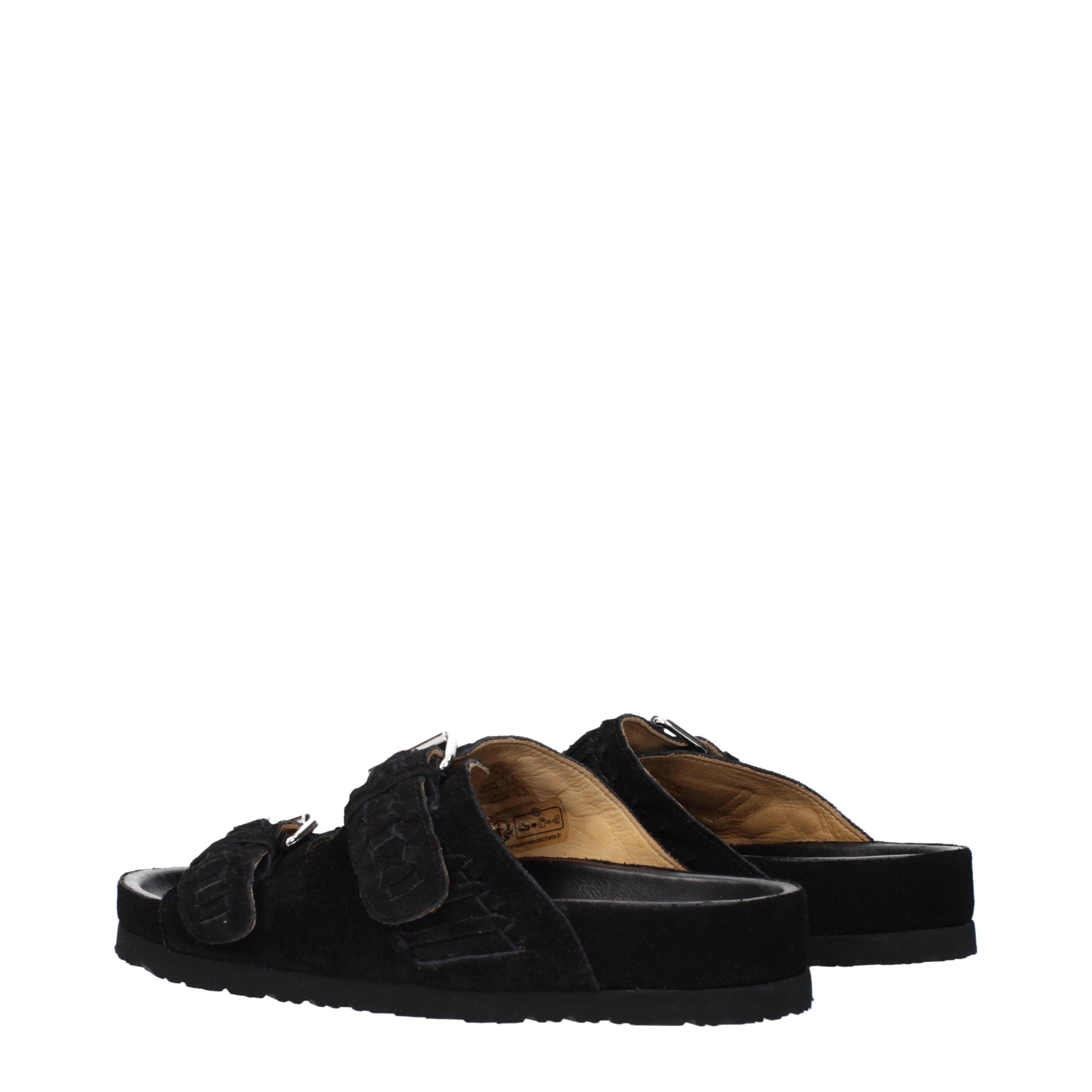 Black Leather Slippers