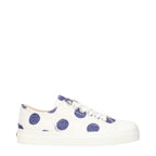White Fabric Low Top Sneakers