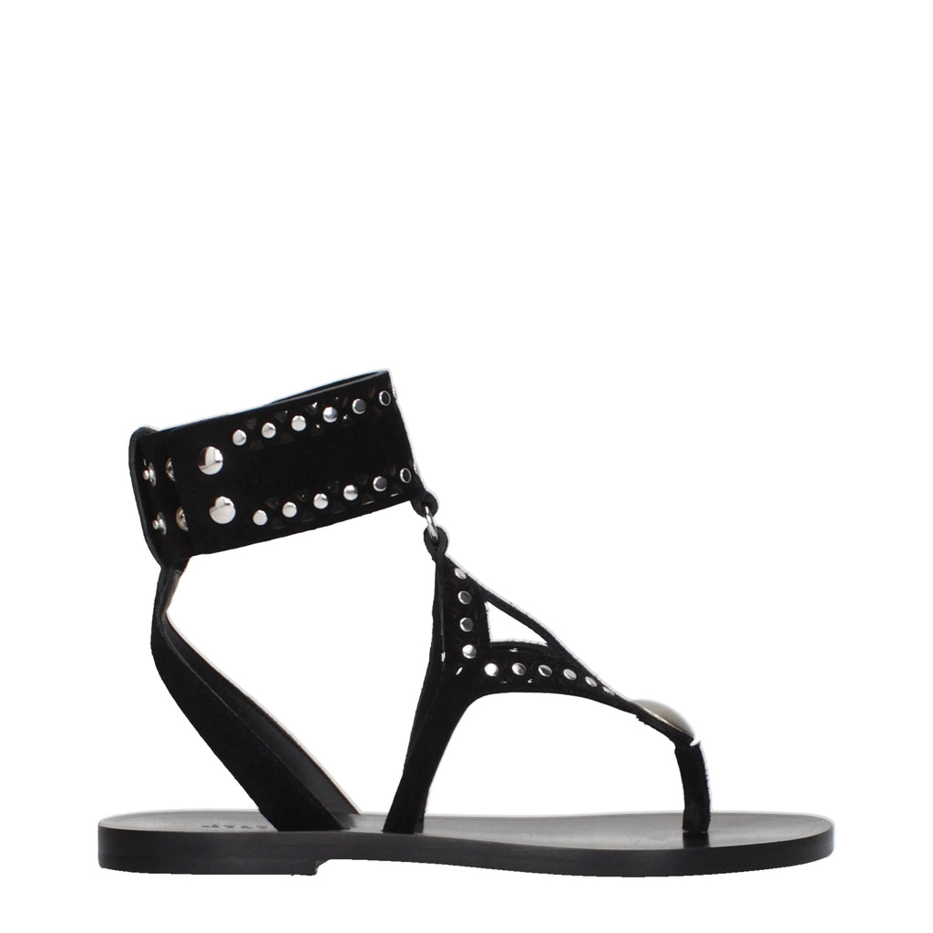 Schwarze Leder-Flip-Flop-Sandalen