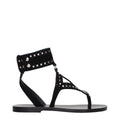 Schwarze Leder-Flip-Flop-Sandalen