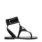 Schwarze Leder-Flip-Flop-Sandalen