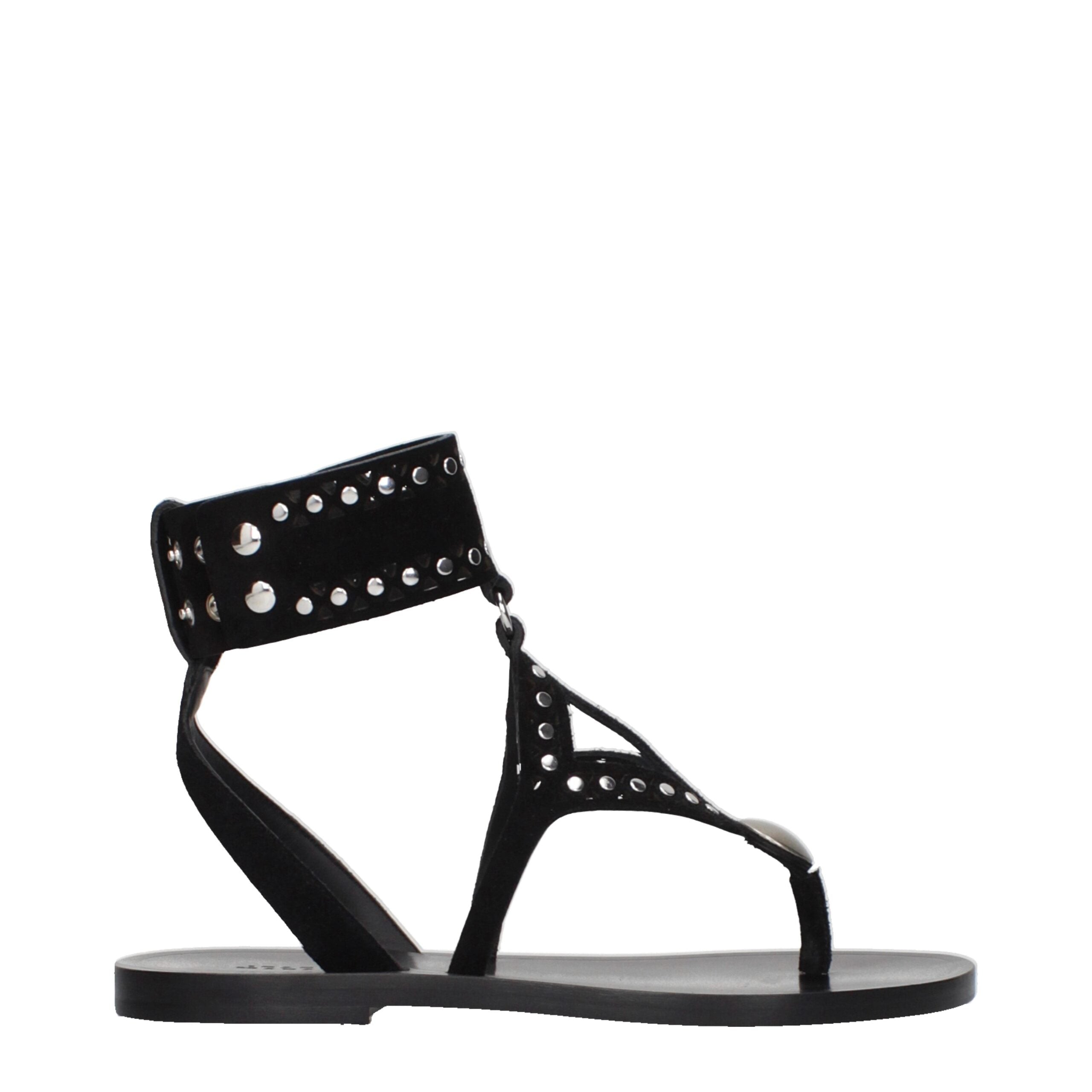 Schwarze Leder-Flip-Flop-Sandalen