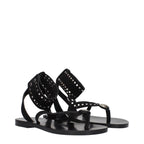 Schwarze Leder-Flip-Flop-Sandalen