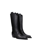 Black Leather High Heel Boots
