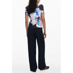 Black Polyester Women T-Shirt