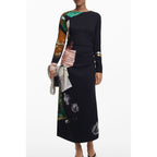 Nero Viscosa Womens Long Dress