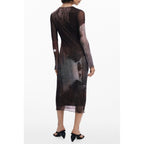 Braunes Polyester-Damenkleid