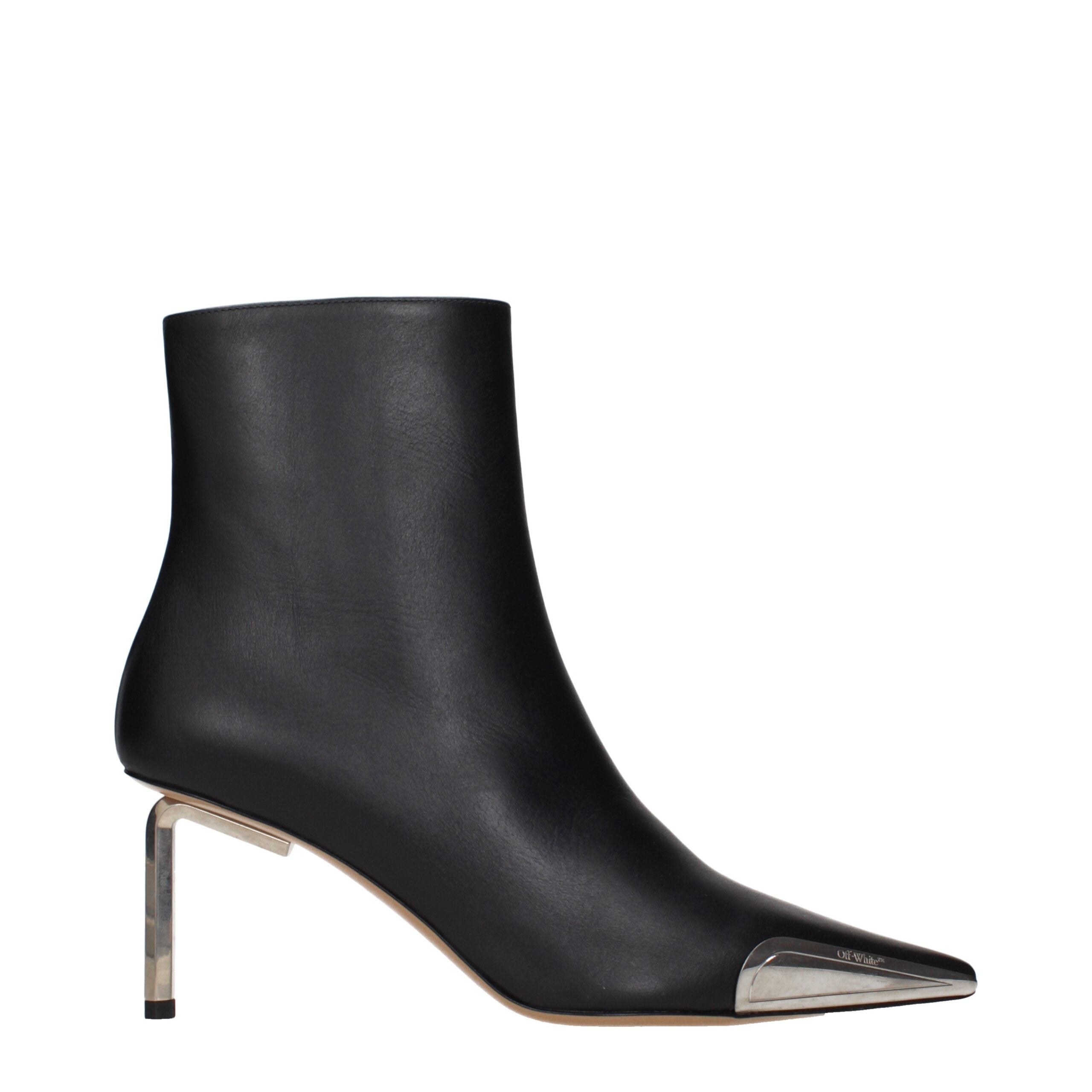 Schwarze Leder Stiefeletten