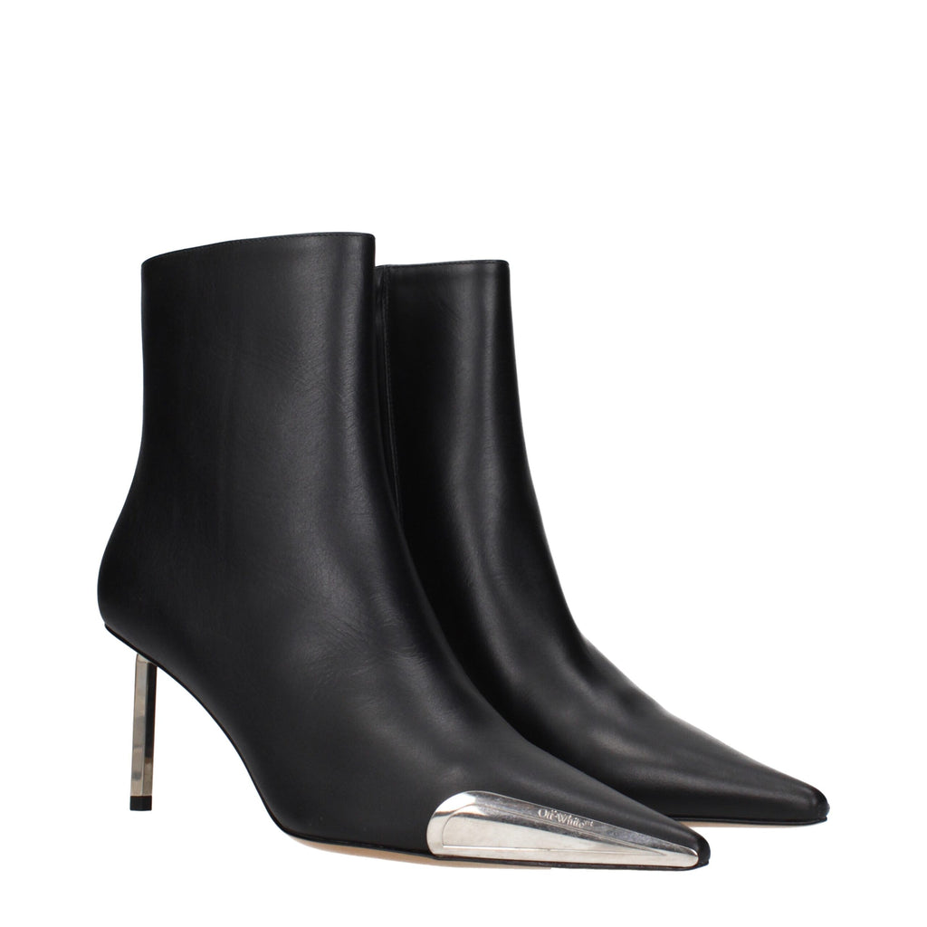 Schwarze Leder Stiefeletten