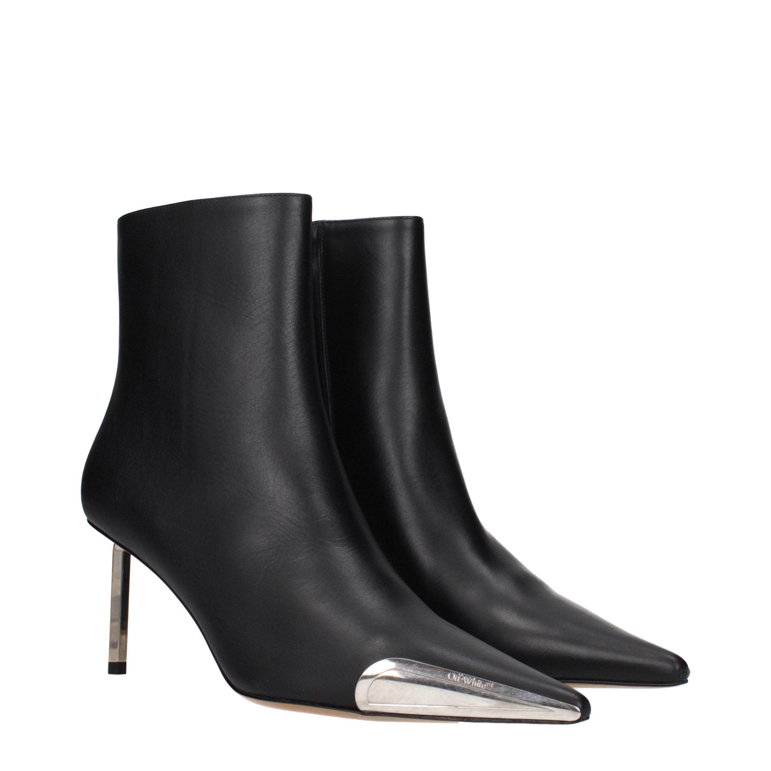 Schwarze Leder Stiefeletten