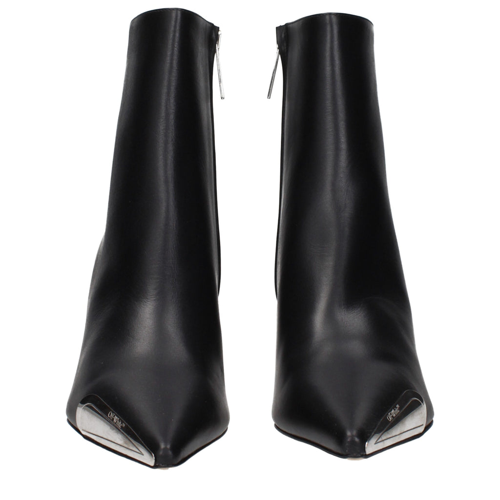 Schwarze Leder Stiefeletten