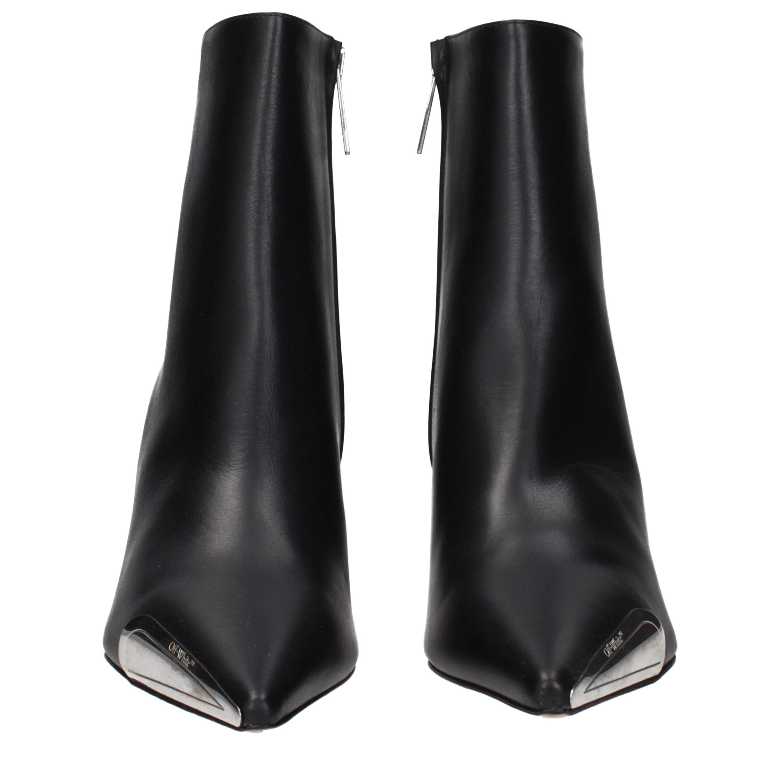 Schwarze Leder Stiefeletten