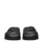 Green Fabric Flat Sandals