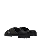 Green Fabric Flat Sandals