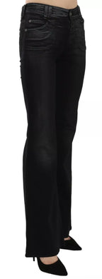 Black Washed High Waist Flared Denim Casual Pants Jeans