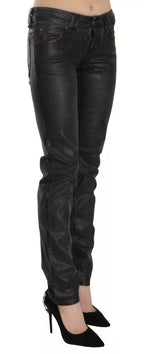 Black Washed Low Waist Regular Leg Denim Pants