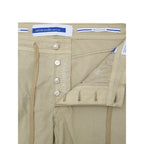 Beige Cotton Casual Pants