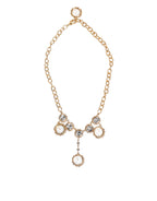 Gold Kristall Uhr Anhänger Statement Schmuck Halskette