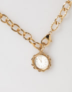 Gold Kristall Uhr Anhänger Statement Schmuck Halskette