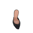 Black Nylon Stiletto Heel Sandals