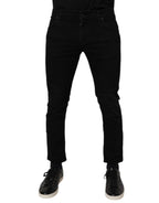 Herren-Stretch-Skinny-Jeans aus schwarzer Baumwolle