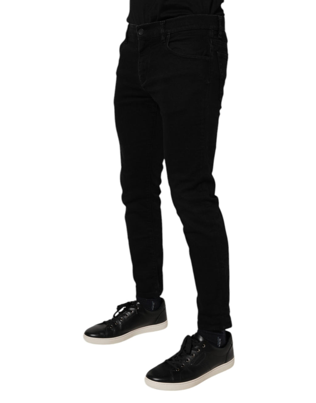 Herren-Stretch-Skinny-Jeans aus schwarzer Baumwolle