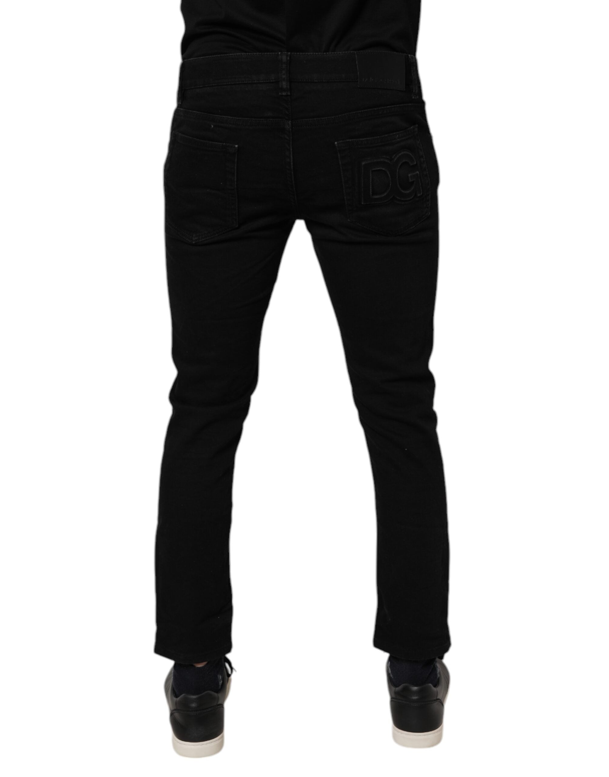 Herren-Stretch-Skinny-Jeans aus schwarzer Baumwolle