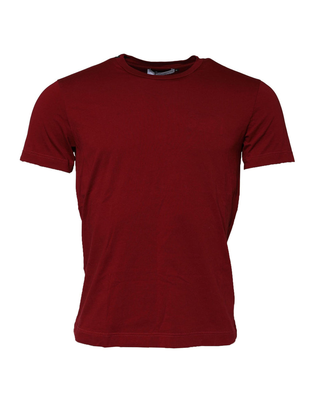 Bordeauxfarbenes Rundhals-T-Shirt aus Baumwolle mit kurzen Ärmeln