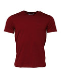 Bordeauxfarbenes Rundhals-T-Shirt aus Baumwolle mit kurzen Ärmeln
