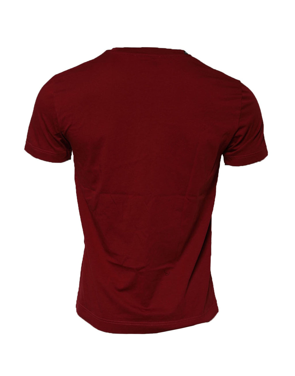 Bordeauxfarbenes Rundhals-T-Shirt aus Baumwolle mit kurzen Ärmeln