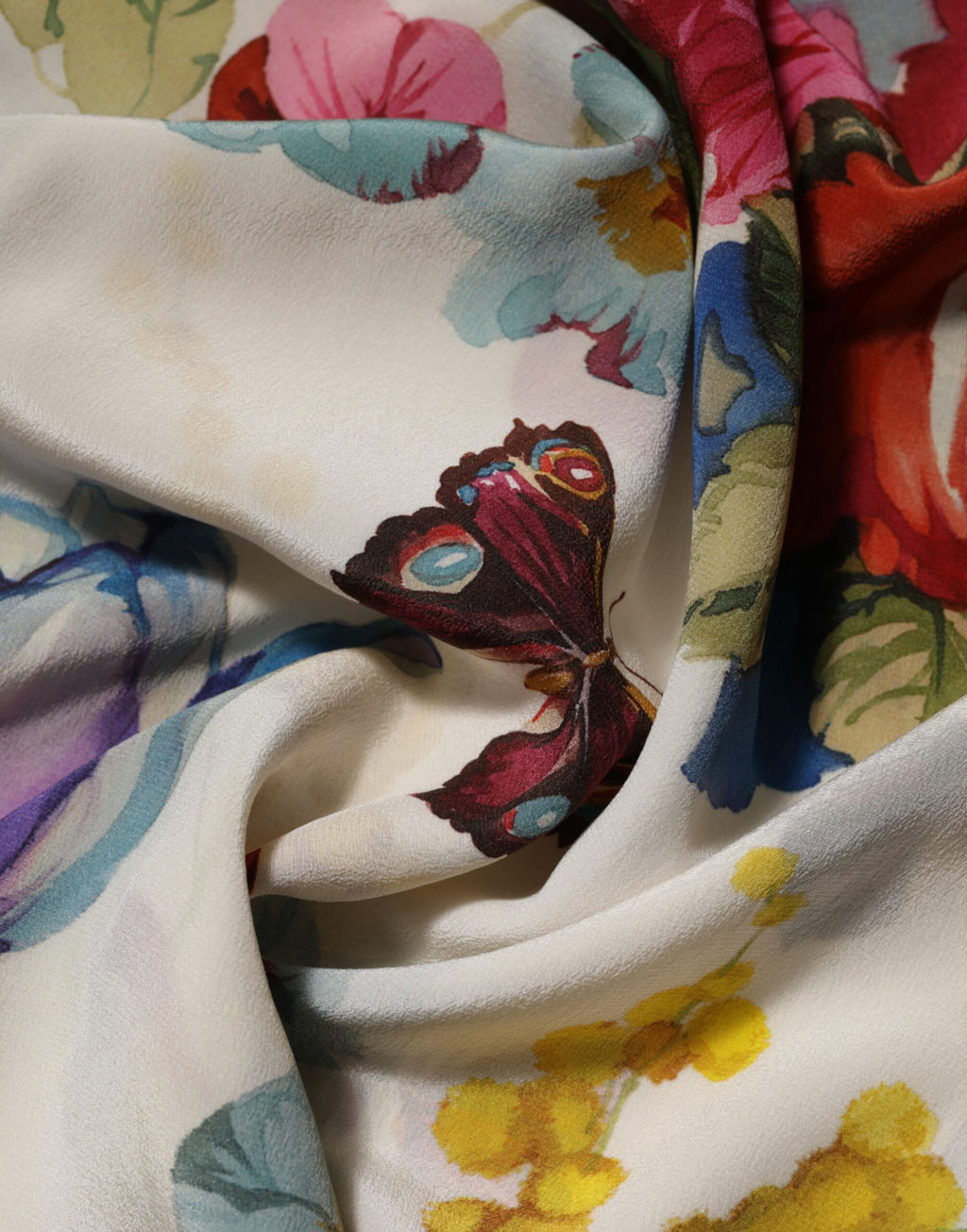 Weißes Seiden-Etui-Abendkleid mit Blumenmuster