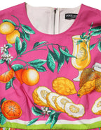 Pinkes ärmelloses A-Linien-Minikleid mit Obstmuster
