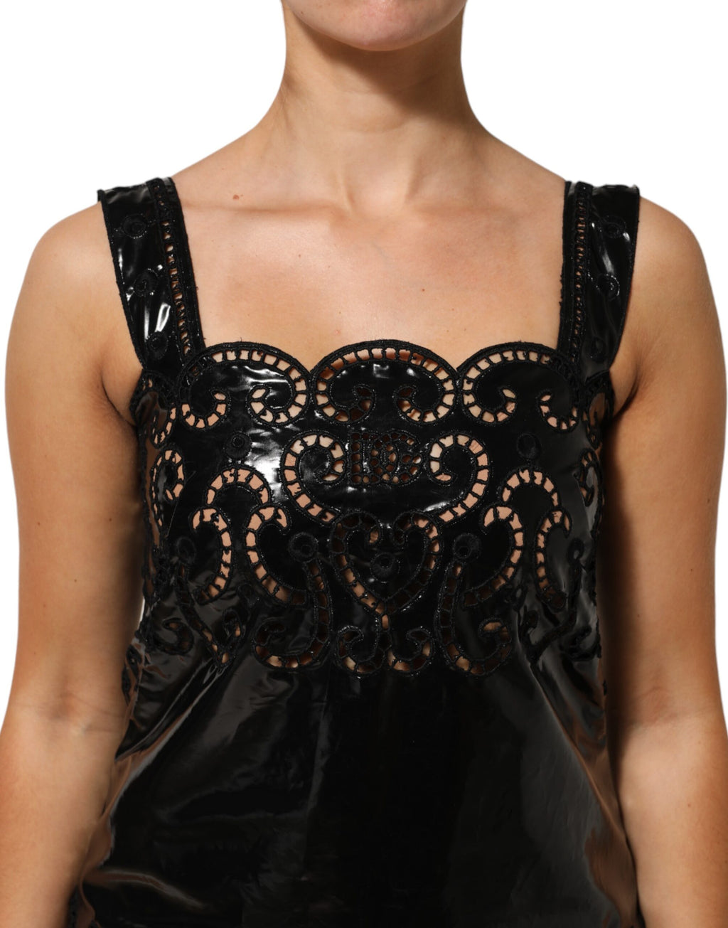 Schwarzes ausgestelltes Minikleid mit Cut-Outs