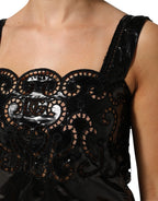 Schwarzes ausgestelltes Minikleid mit Cut-Outs